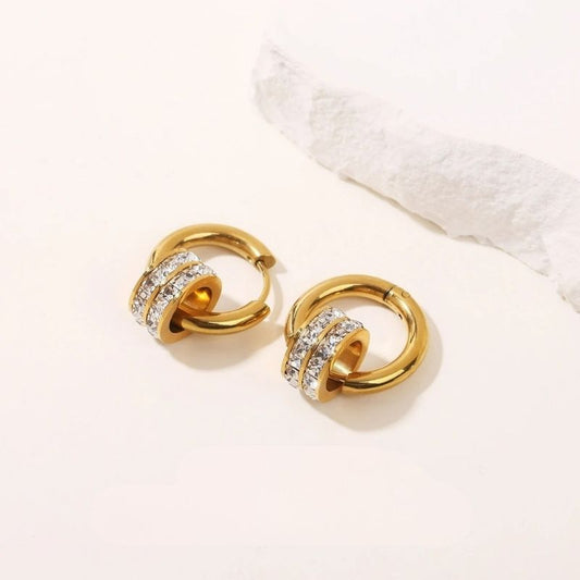 Boucle D’oreille Femme Créole Bijou Zircon – Acier Inoxydable