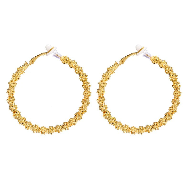 Boucle d'Oreille Femme Créole à Clipser Vintage Image