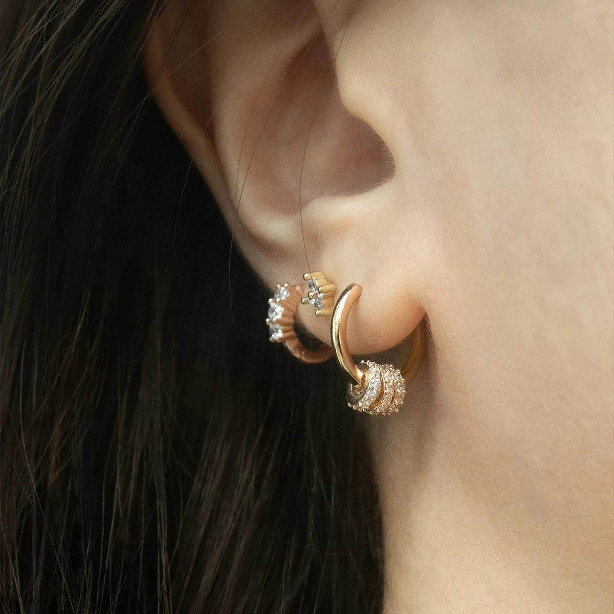 Boucle D’oreille Femme Créole  Écrous Zircons
