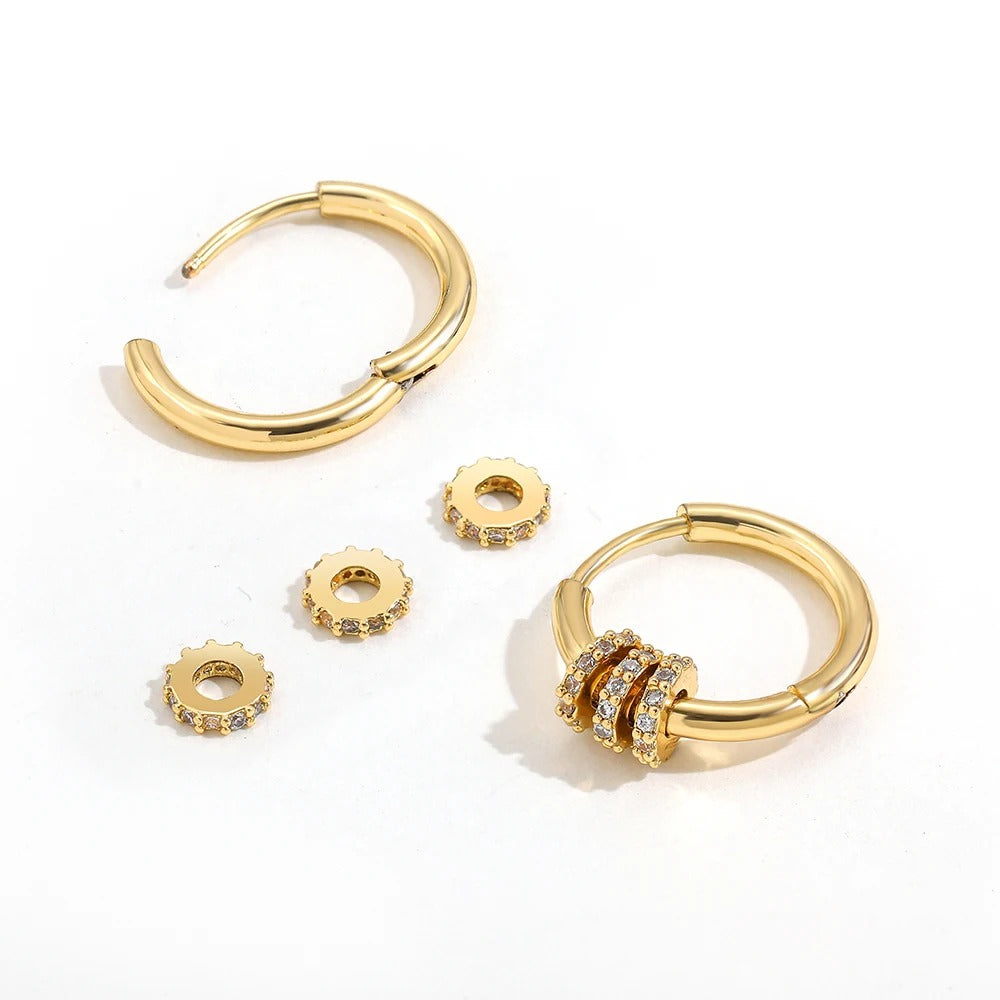 Boucle D’oreille Femme Créole  Écrous Zircons