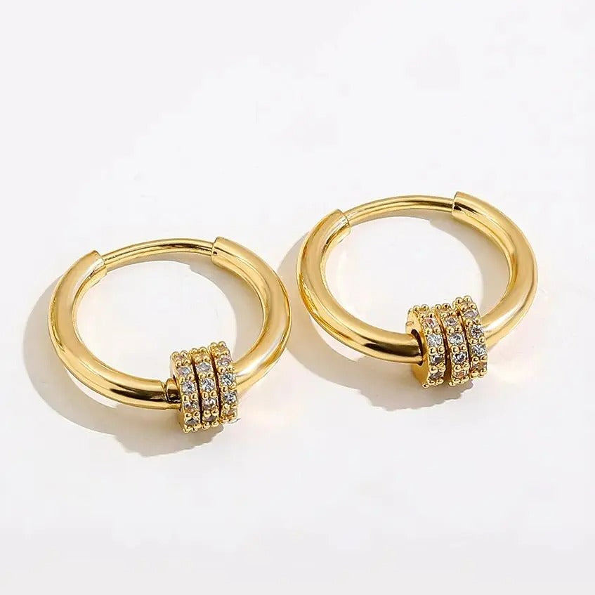 Boucle D’oreille Femme Créole  Écrous Zircons