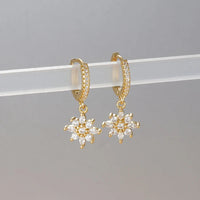 Boucle D’oreille Femme Créole Fleur Dorée – Acier Inoxydable