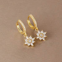 Boucle D’oreille Femme Créole Fleur Dorée – Acier Inoxydable