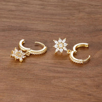 Boucle D’oreille Femme Créole Fleur Dorée – Acier Inoxydable