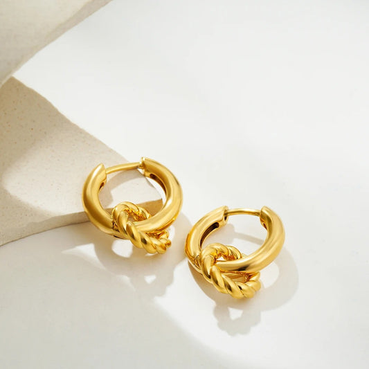 Boucle D'oreille Femme Créole Maillon Doré - Acier Inoxydable