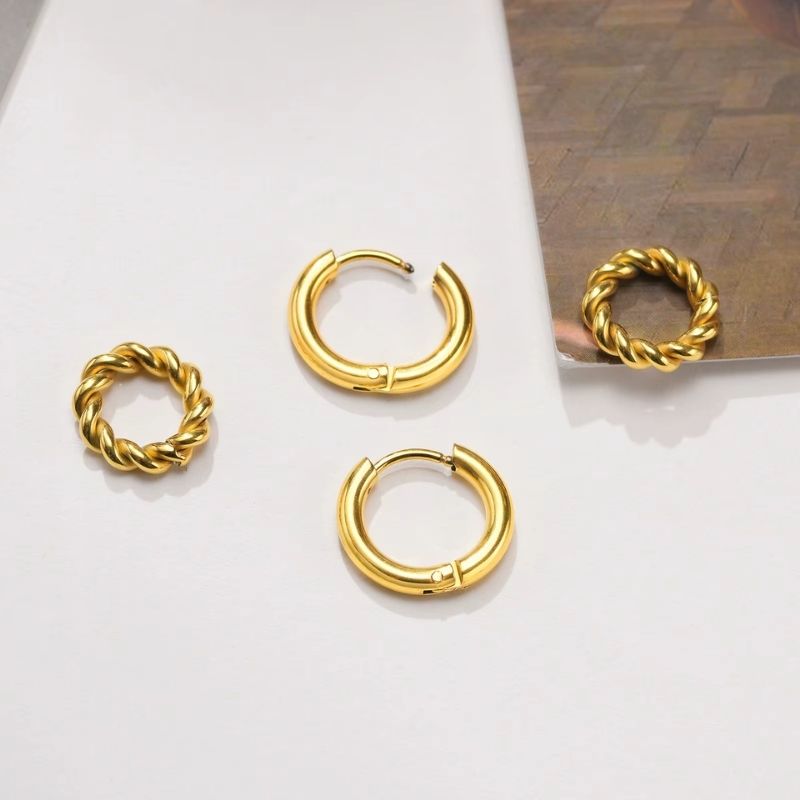 Boucle D'oreille Femme Créole Maillon Doré - Acier Inoxydable