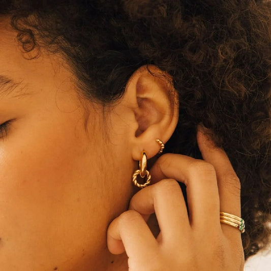 Boucle D'oreille Femme Créole Maillon Doré - Acier Inoxydable