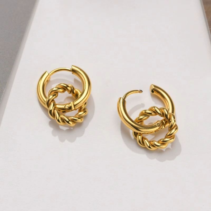 Boucle D'oreille Femme Créole Maillon Doré - Acier Inoxydable