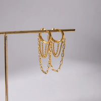 Boucle D'oreille Femme Pendante Chaînes Dorées - Acier Inoxydable