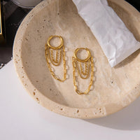 Boucle D'oreille Femme Pendante Chaînes Dorées - Acier Inoxydable