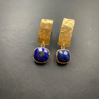 Boucle D'oreille Femme Pendante Dorée et Bleu