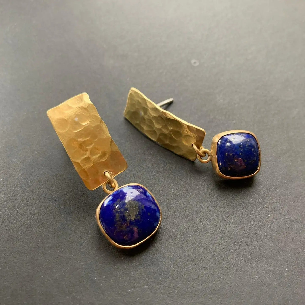 Boucle D'oreille Femme Pendante Dorée et Bleu