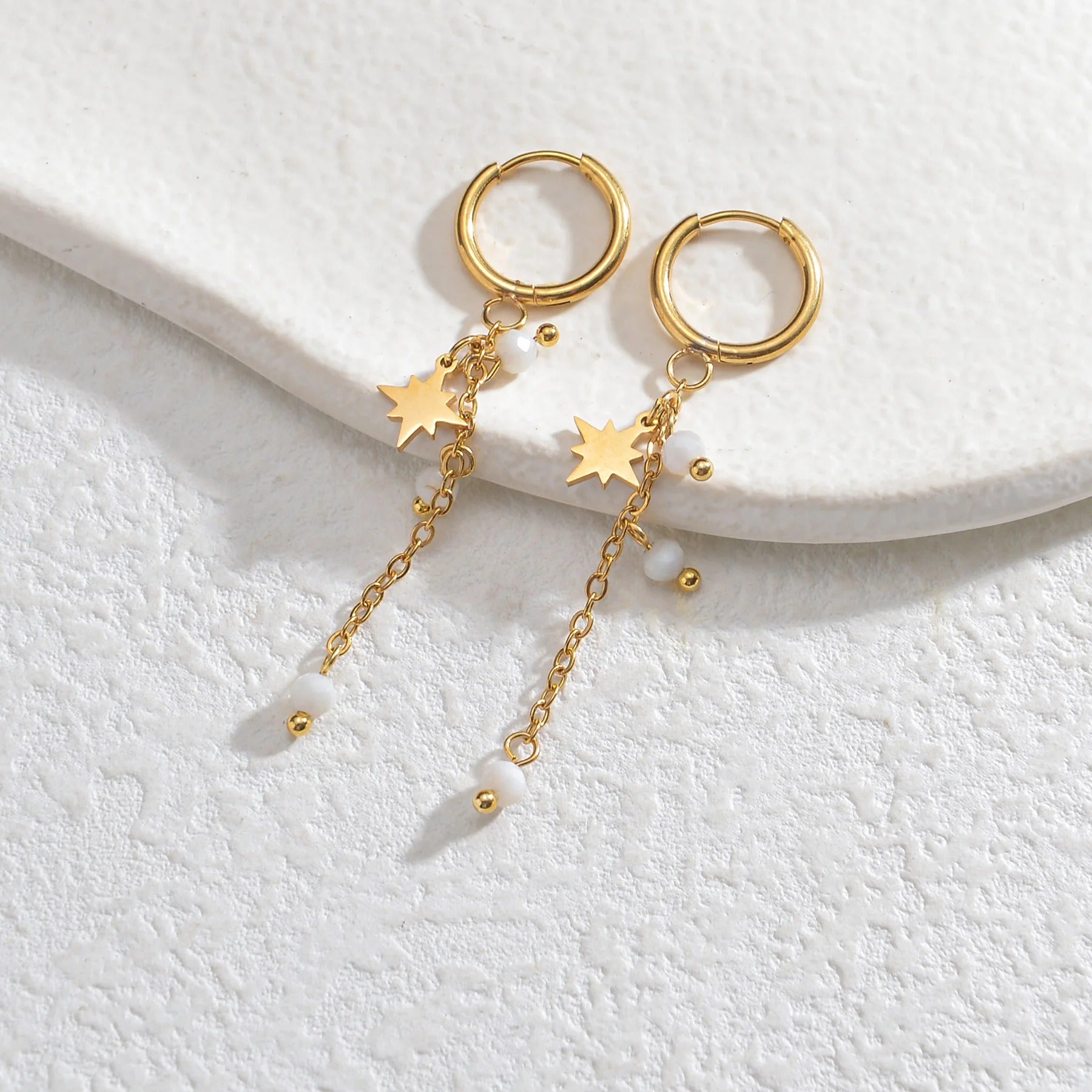 Boucle D'oreille Femme Pendante Étoilé -Acier Inoxydable