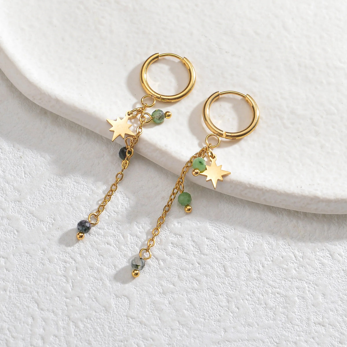 Boucle D'oreille Femme Pendante Étoilé -Acier Inoxydable