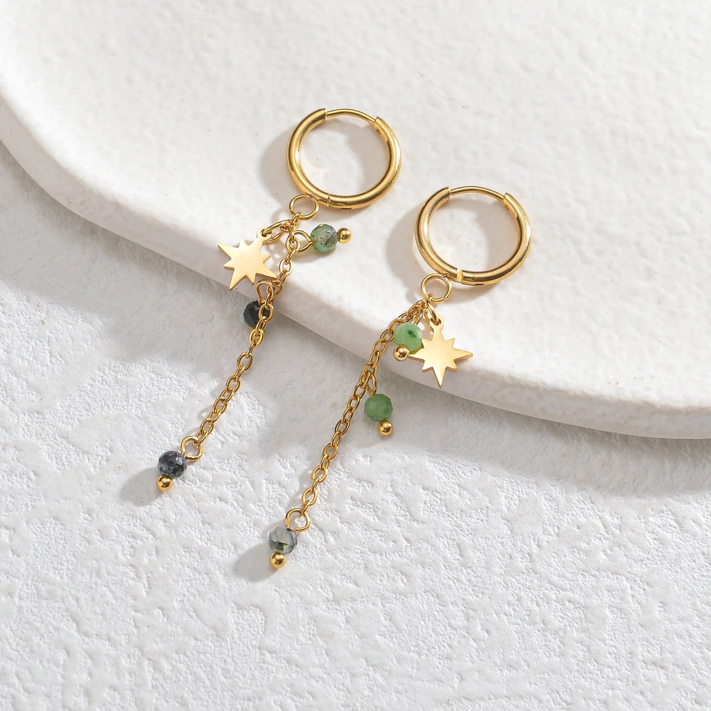 Boucle D'oreille Femme Pendante Étoilé -Acier Inoxydable