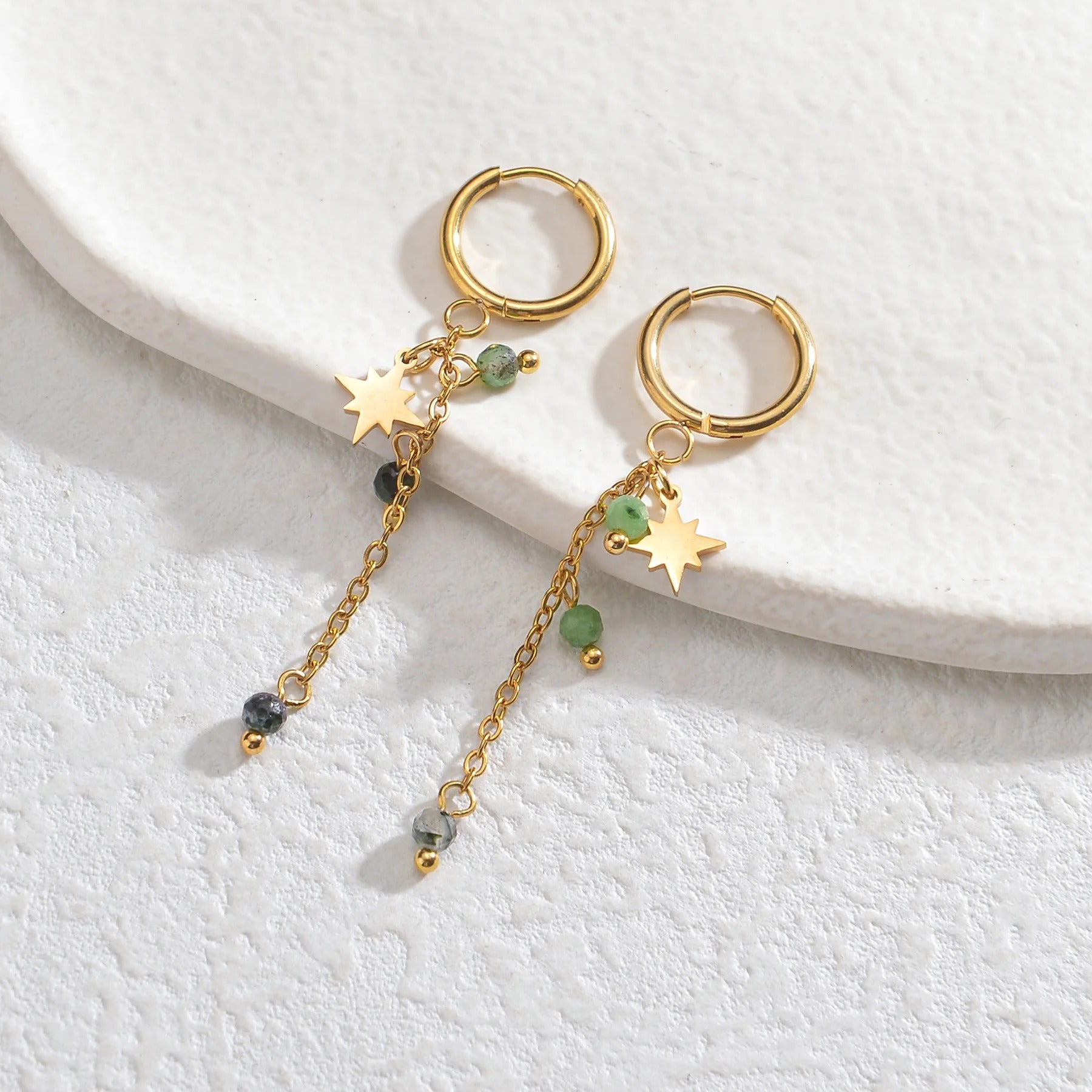 Boucle D'oreille Femme Pendante Étoilé -Acier Inoxydable