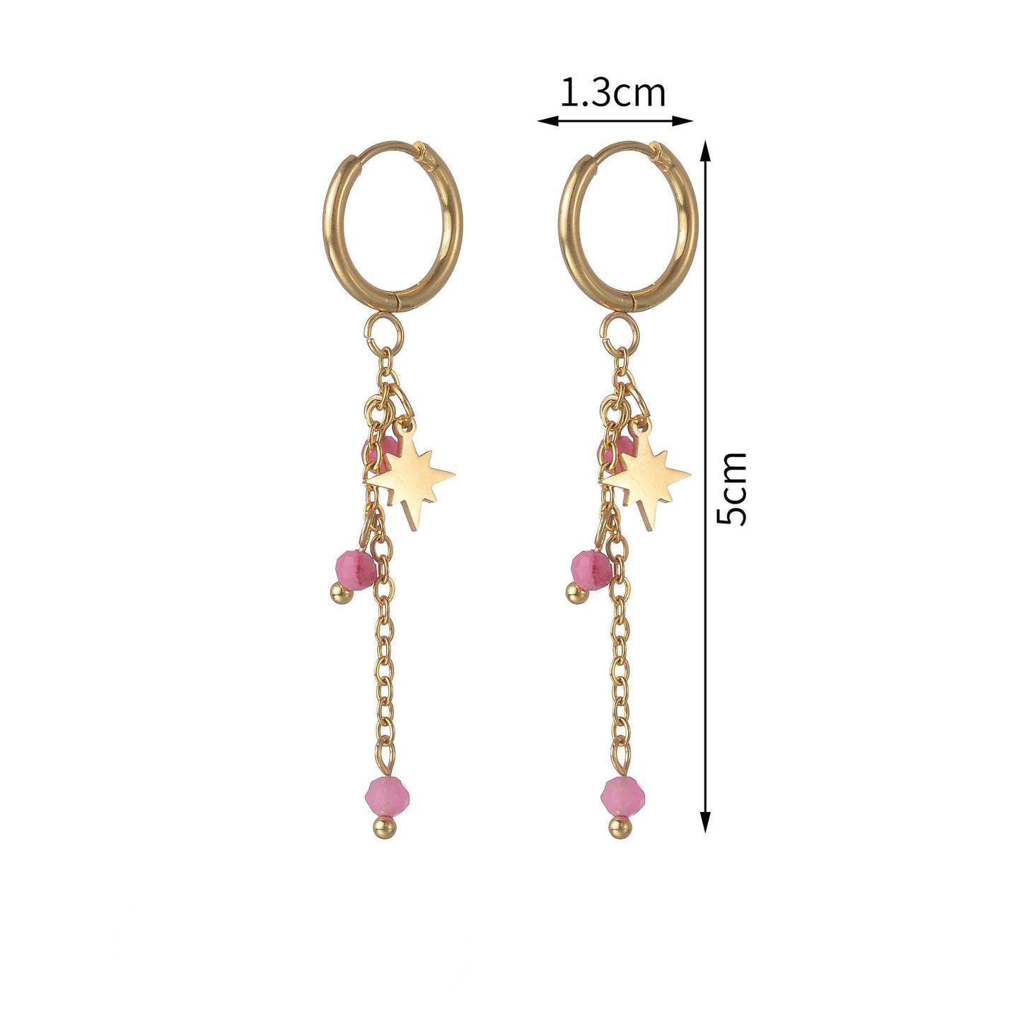 Boucle D'oreille Femme Pendante Étoilé -Acier Inoxydable