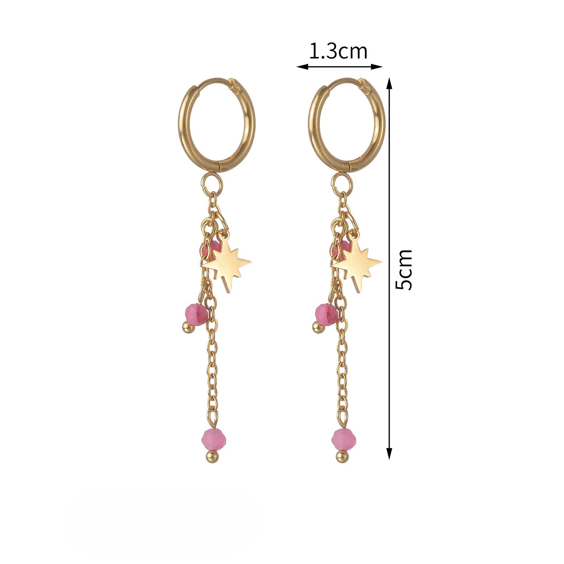 Boucle D'oreille Femme Pendante Étoilé -Acier Inoxydable