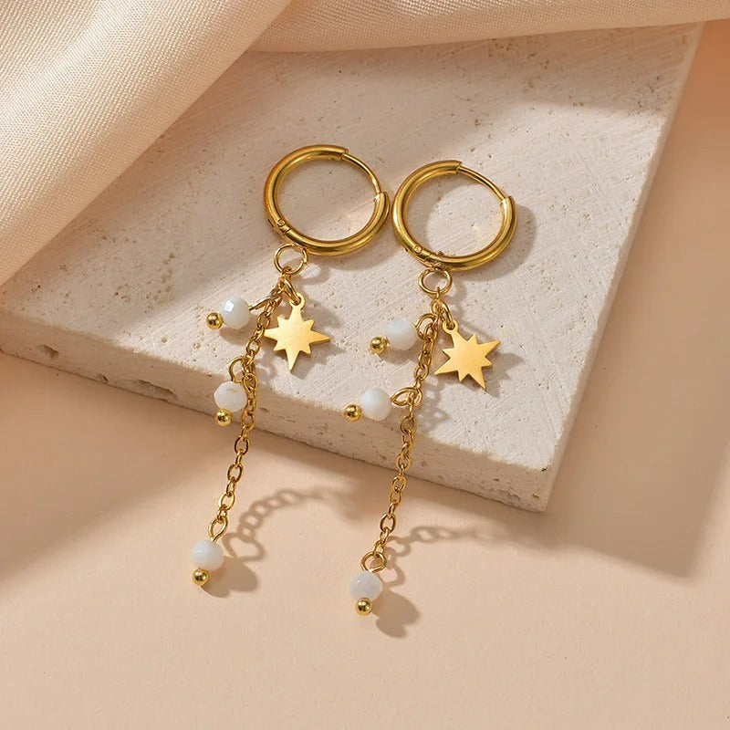 Boucle D'oreille Femme Pendante Étoilé -Acier Inoxydable