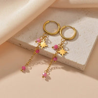Boucle D'oreille Femme Pendante Étoilé -Acier Inoxydable