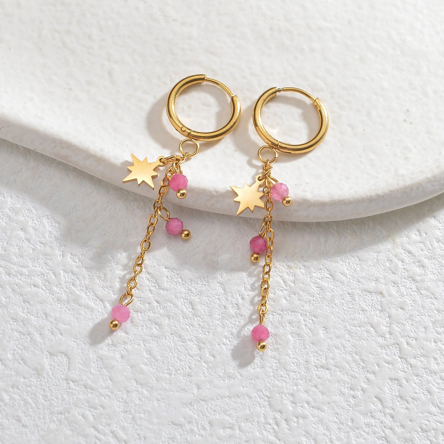 Boucle D'oreille Femme Pendante Étoilé -Acier Inoxydable