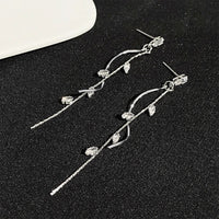 Boucle D'oreille Femme Pendante Feuilles Et Chaine