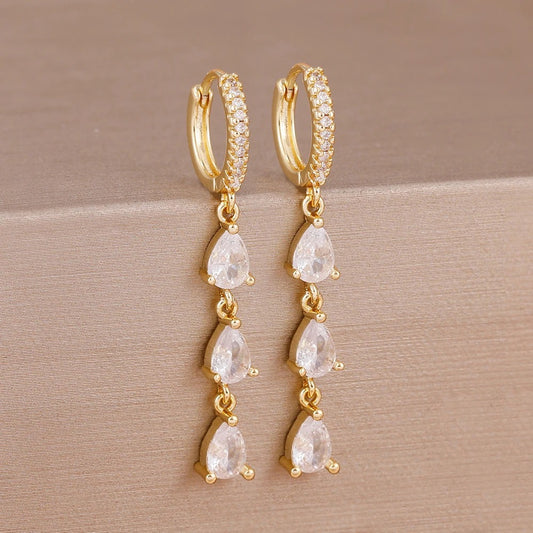 Boucle D'oreille Femme Pendante Gouttes - Acier Inoxydable