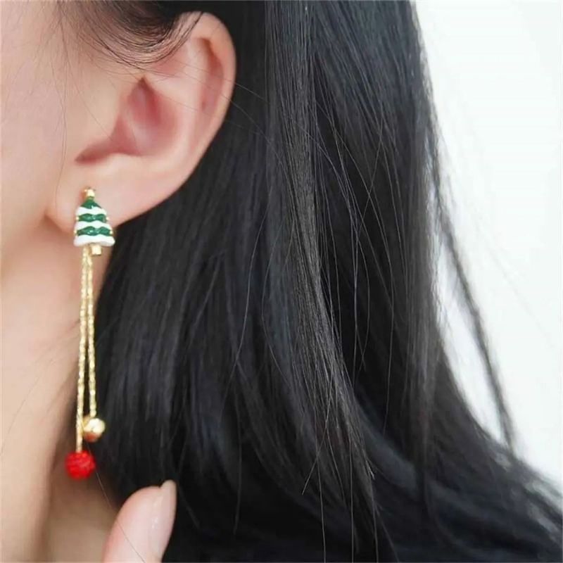 Boucle D'oreille Femme Pendante Noël Dépareillée