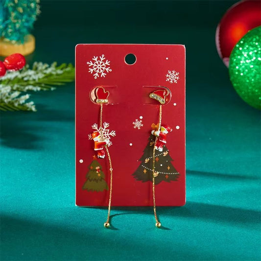 Boucle D'oreille Femme Pendante Noël Dorée Et Dépareillée