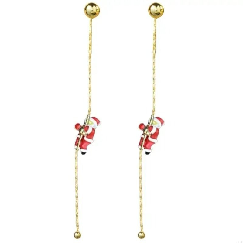 Boucle D'oreille Femme Pendante Noël Dorée