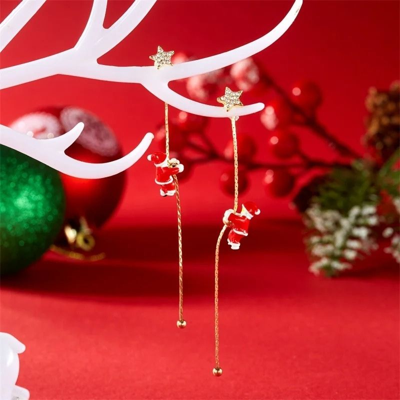 Boucle D'oreille Femme Pendante Noël Étoile