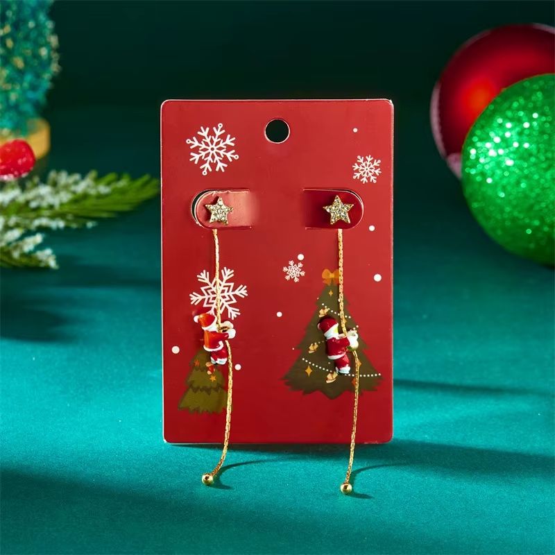 Boucle D'oreille Femme Pendante Noël Étoile