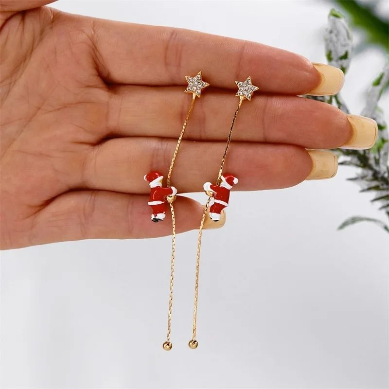 Boucle D'oreille Femme Pendante Noël Étoile