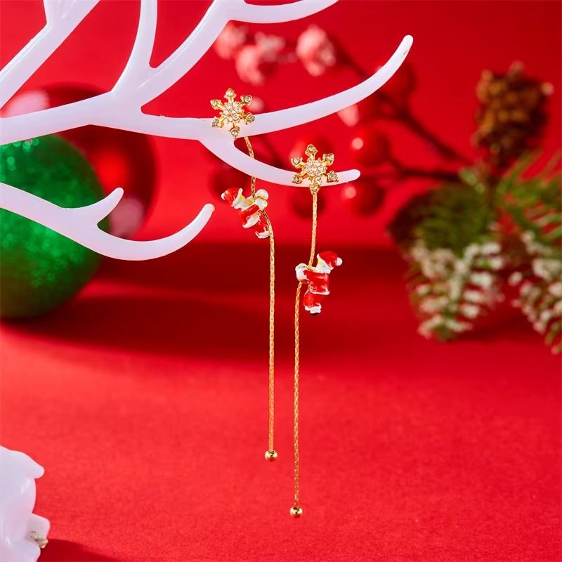 Boucle D'oreille Femme Pendante Noël Flocon