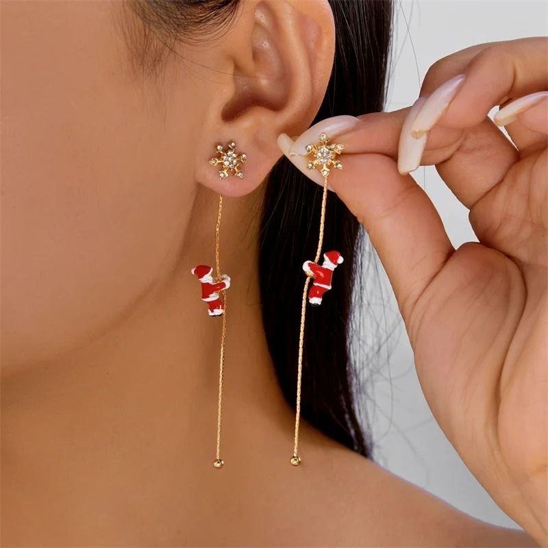 Boucle D'oreille Femme Pendante Noël Flocon