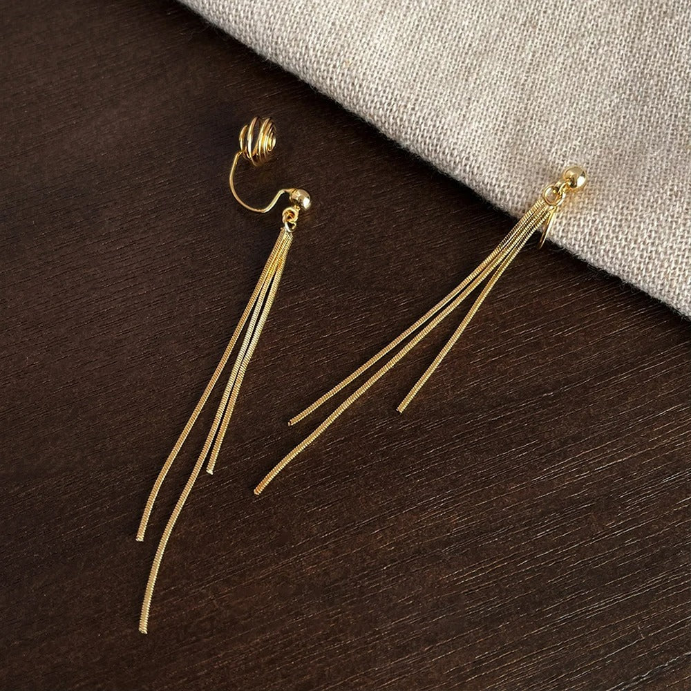 Boucle D'oreille À Pince Femme Chaînes Fines
