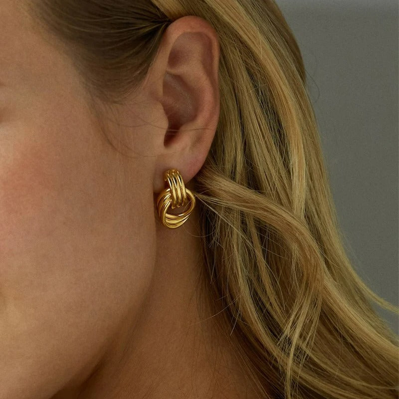 Boucle D’oreille Femme Pendante Sculptural – Acier Inoxydable