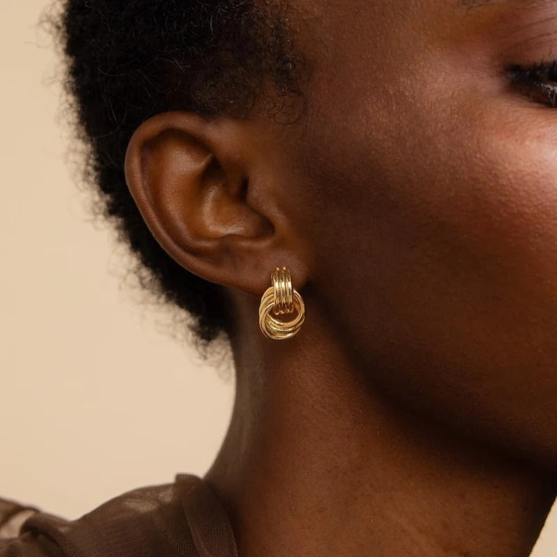 Boucle D’oreille Femme Pendante Sculptural – Acier Inoxydable