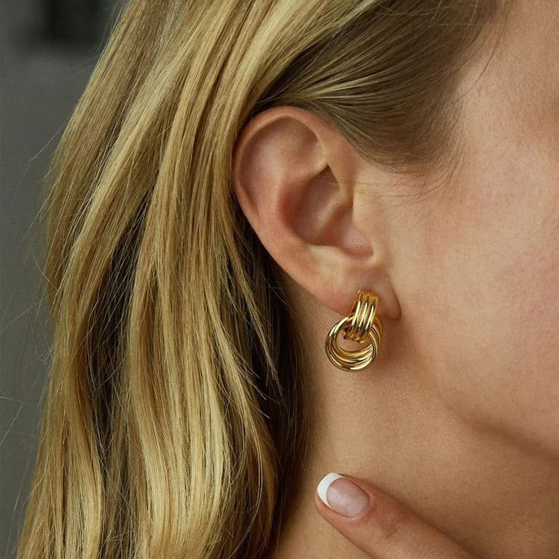 Boucle D’oreille Femme Pendante Sculptural – Acier Inoxydable