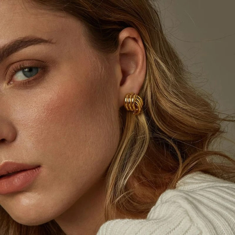 Boucle D’oreille Femme Sculptural – Acier Inoxydable