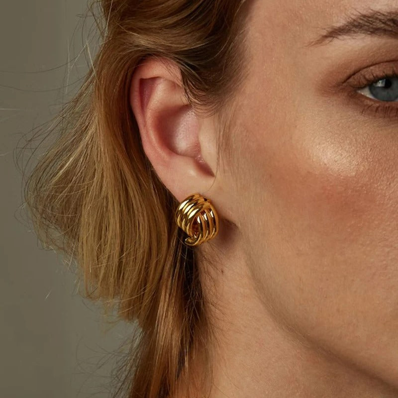 Boucle D’oreille Femme Sculptural – Acier Inoxydable Image