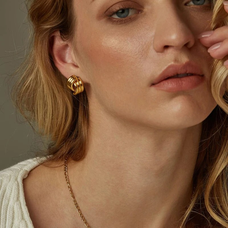 Boucle D’oreille Femme Sculptural – Acier Inoxydable