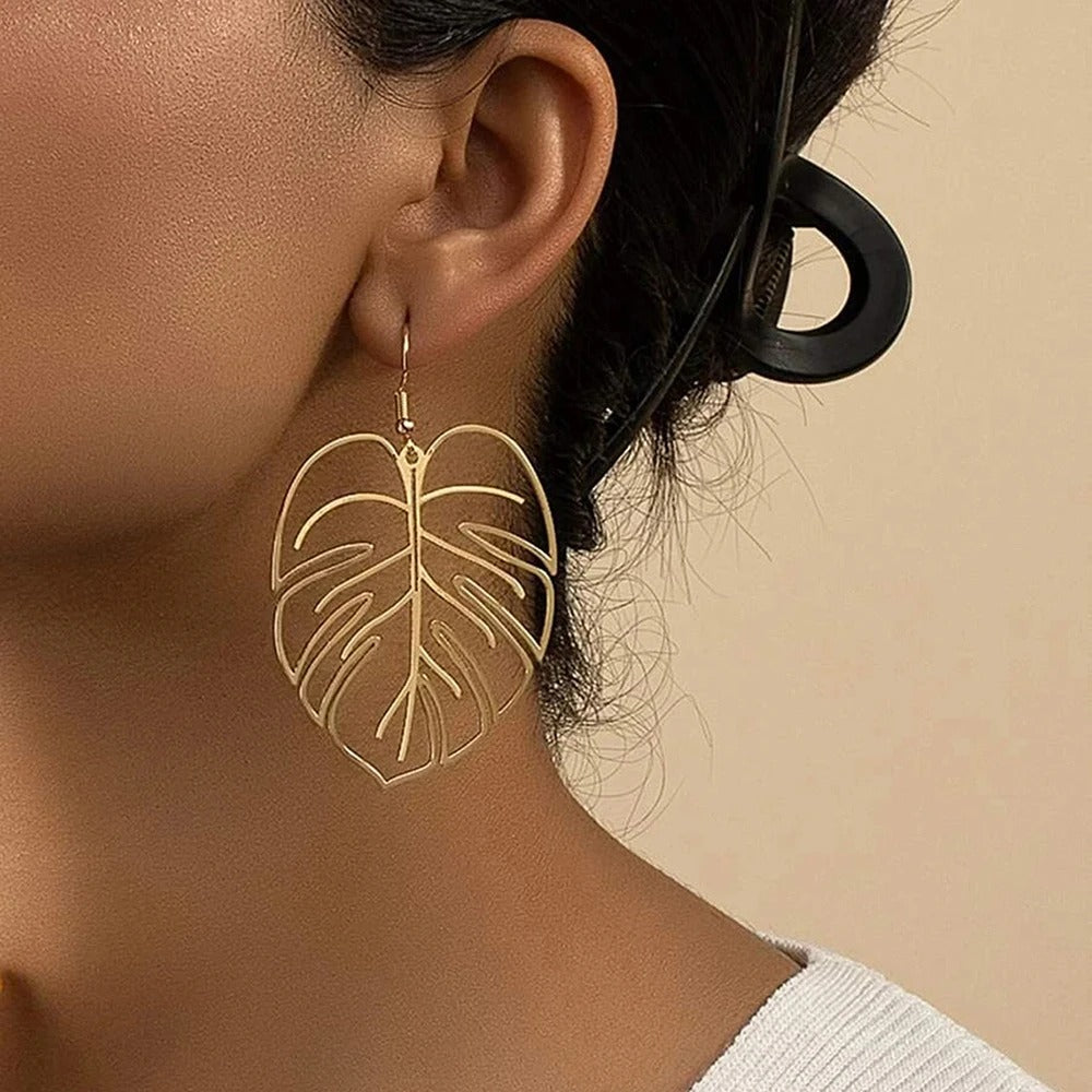 Boucle D'oreille Feuille Bohème en Acier Inoxydable
