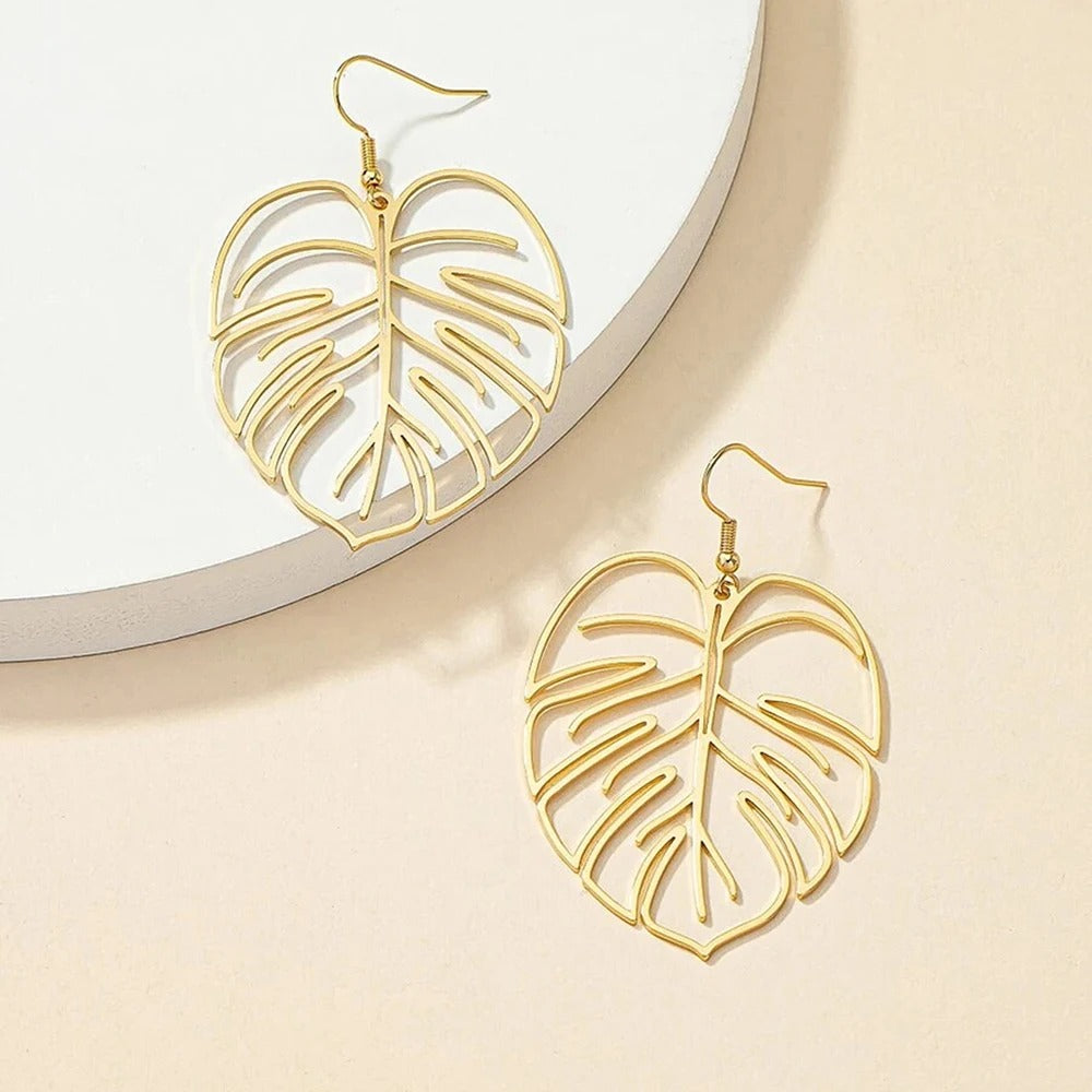 Boucle D'oreille Feuille Bohème en Acier Inoxydable