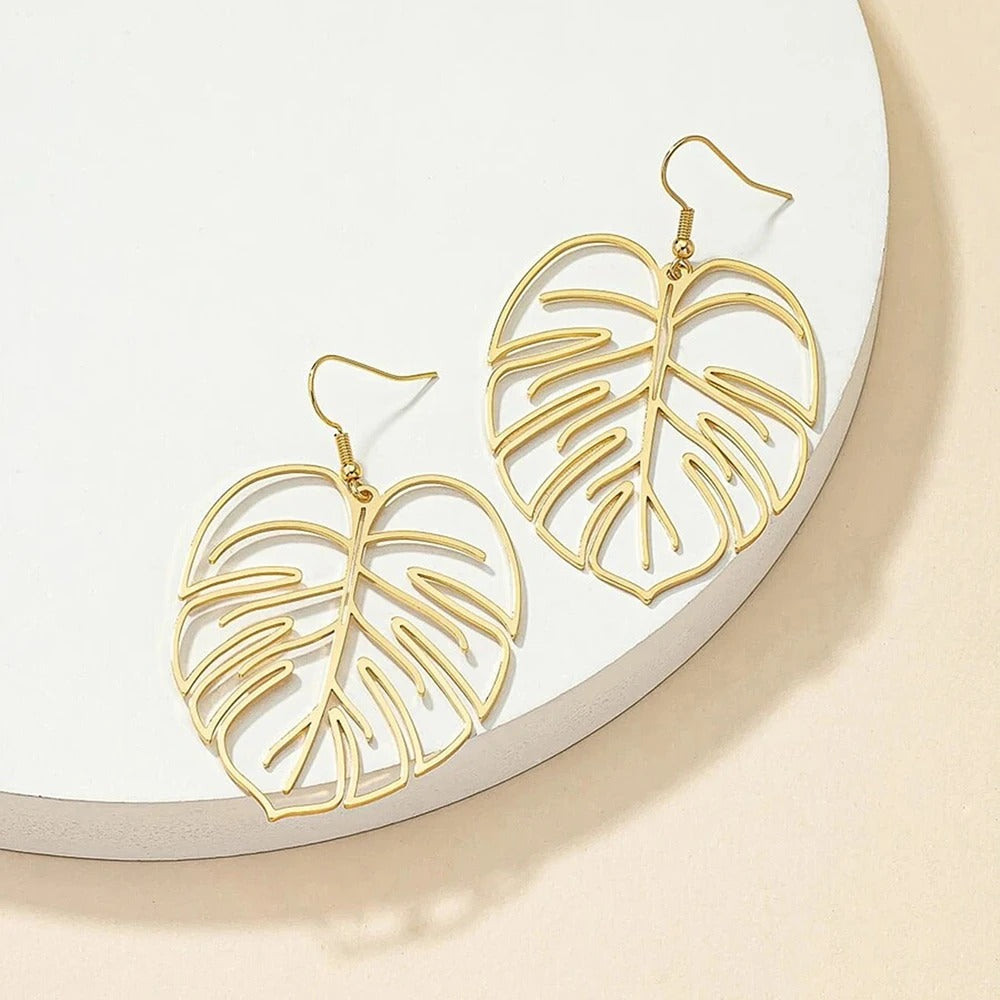 Boucle D'oreille Feuille Bohème en Acier Inoxydable