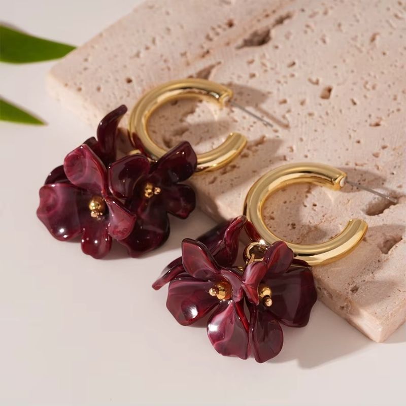 Boucle D’oreille Fleur Colorée Créole