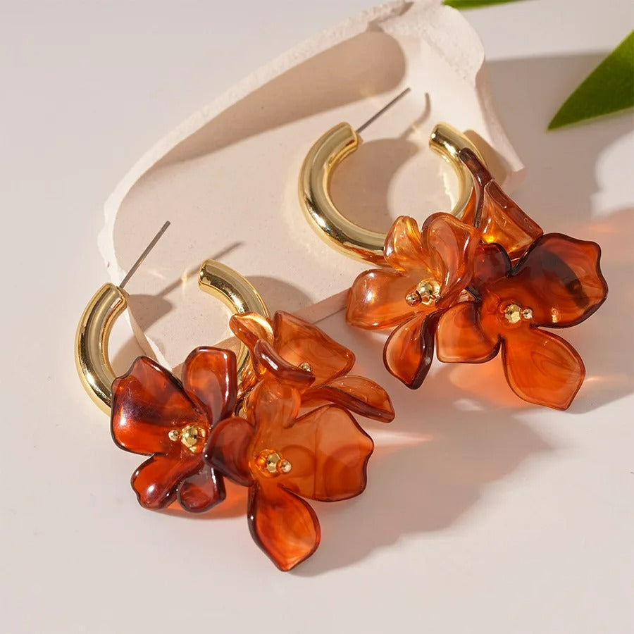 Boucle D’oreille Fleur Colorée Créole