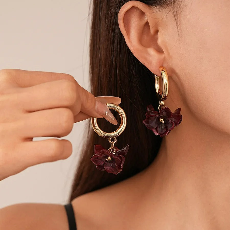 Boucle D’oreille Fleur Colorée Créole