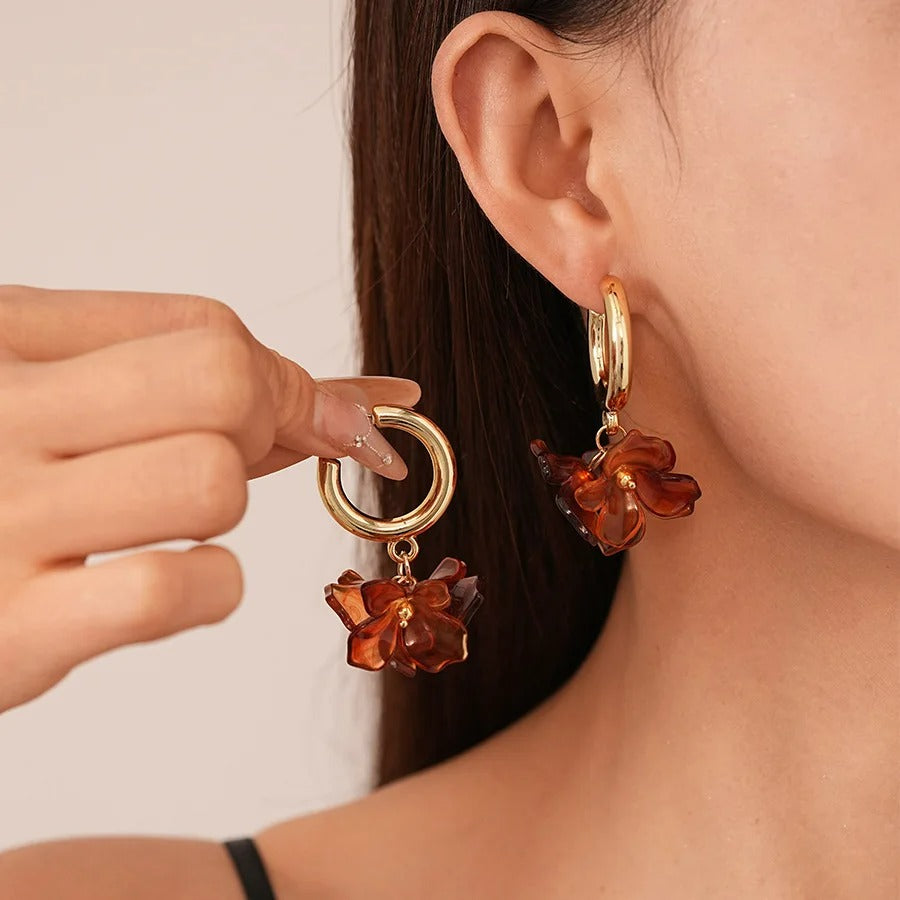 Boucle D’oreille Fleur Colorée Créole