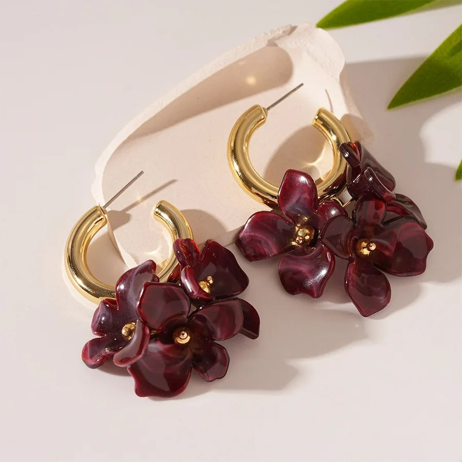 Boucle D’oreille Fleur Colorée Créole